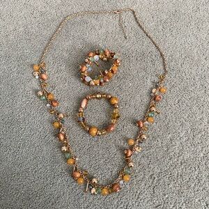 Elegant Gold and Brown Beaded Jewelry Set